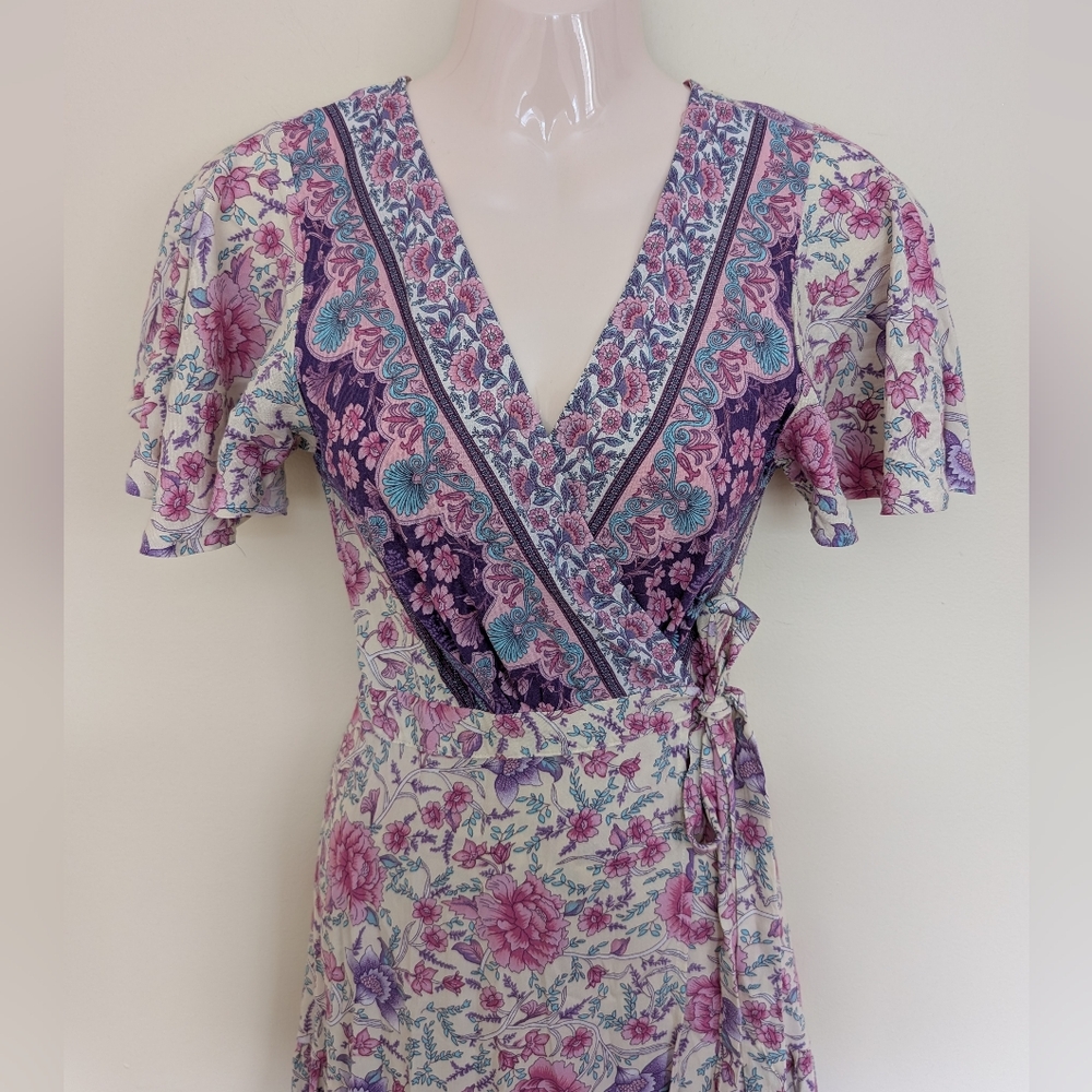 Salty Bright Boho Printed Wrap Dress 8 - Picture 9 of 16